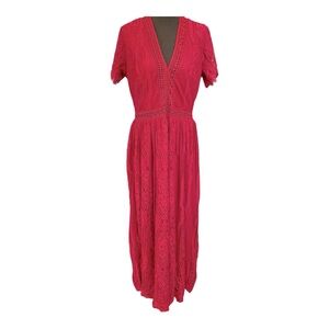 Garnet V Neck Short Sleeve Lace Maxi Dress